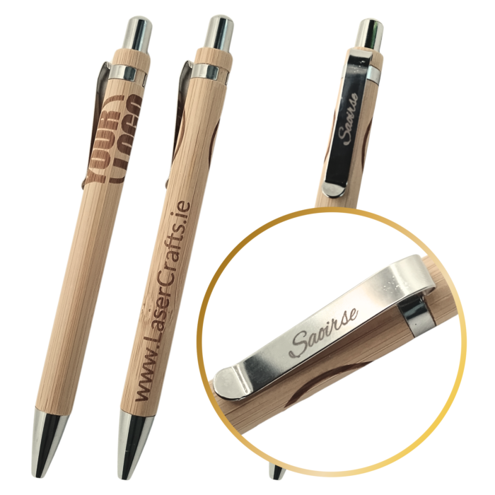 Three different engraved bamboo pen variations.