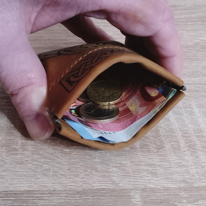 Wallet being held open to display contents