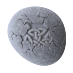 Engraved natural stone featuring a detailed Celtic knot within a cracked stone effect, symbolising strength and eternity.