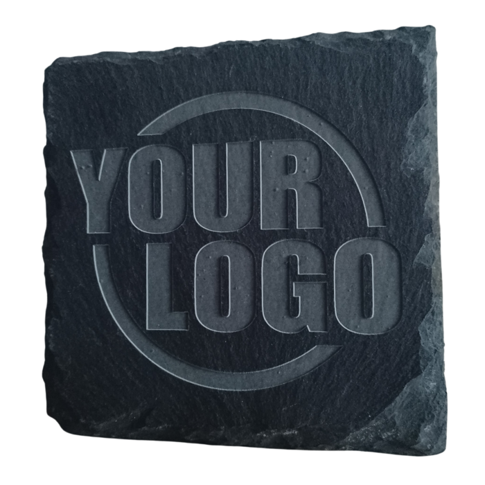 Custom engraved slate coasters with branding
