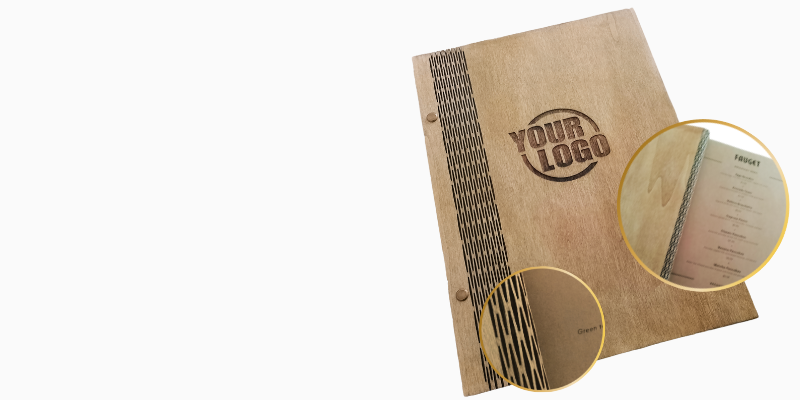 Menu holder with logo for branding and promotional items category.