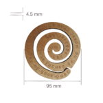 Dimensions of a spiral coaster, showing 95 mm x 95 mm x 4.5 mm.