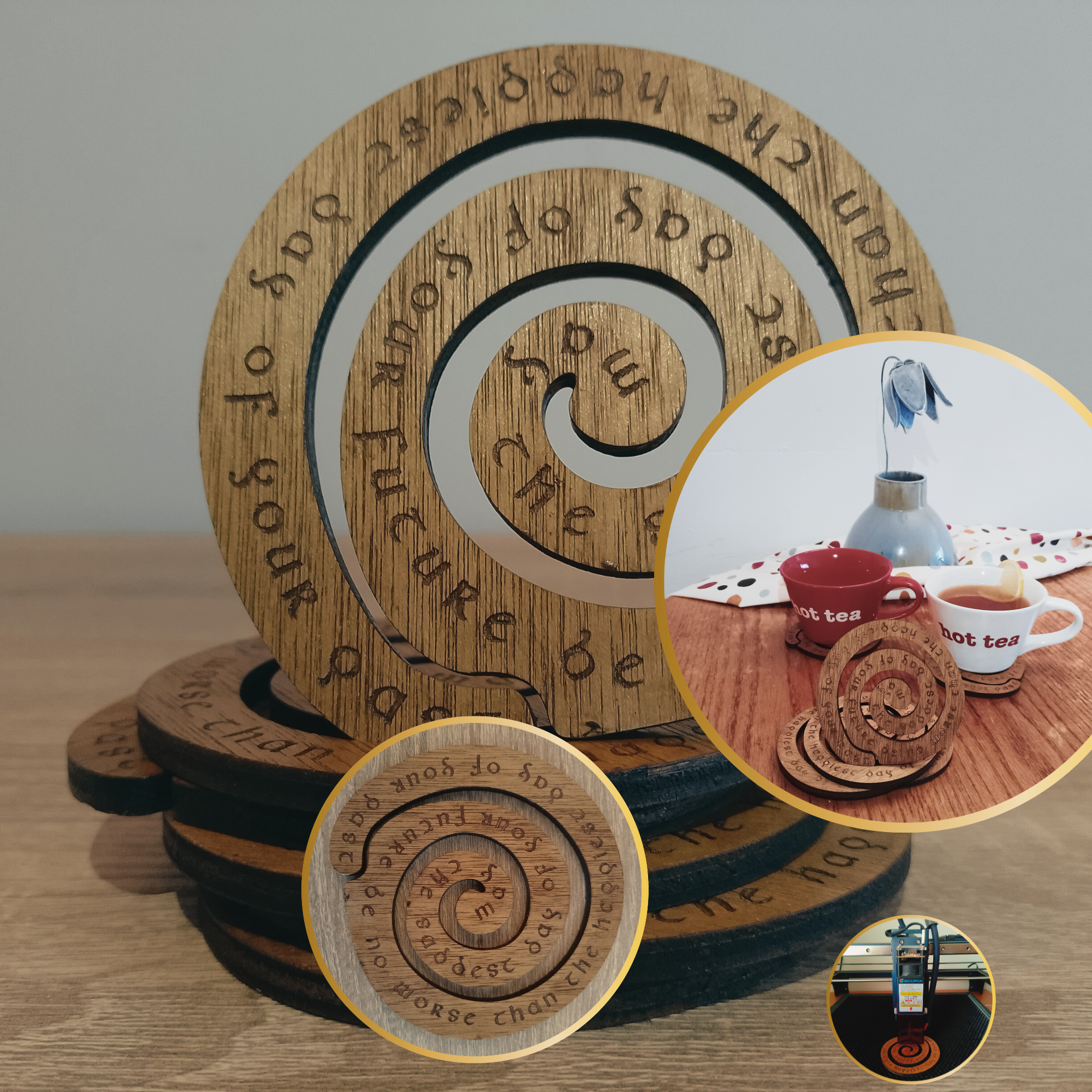 Spiral Coaster with Quote