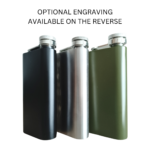 ear view of custom flask showing optional personalised engraving area.